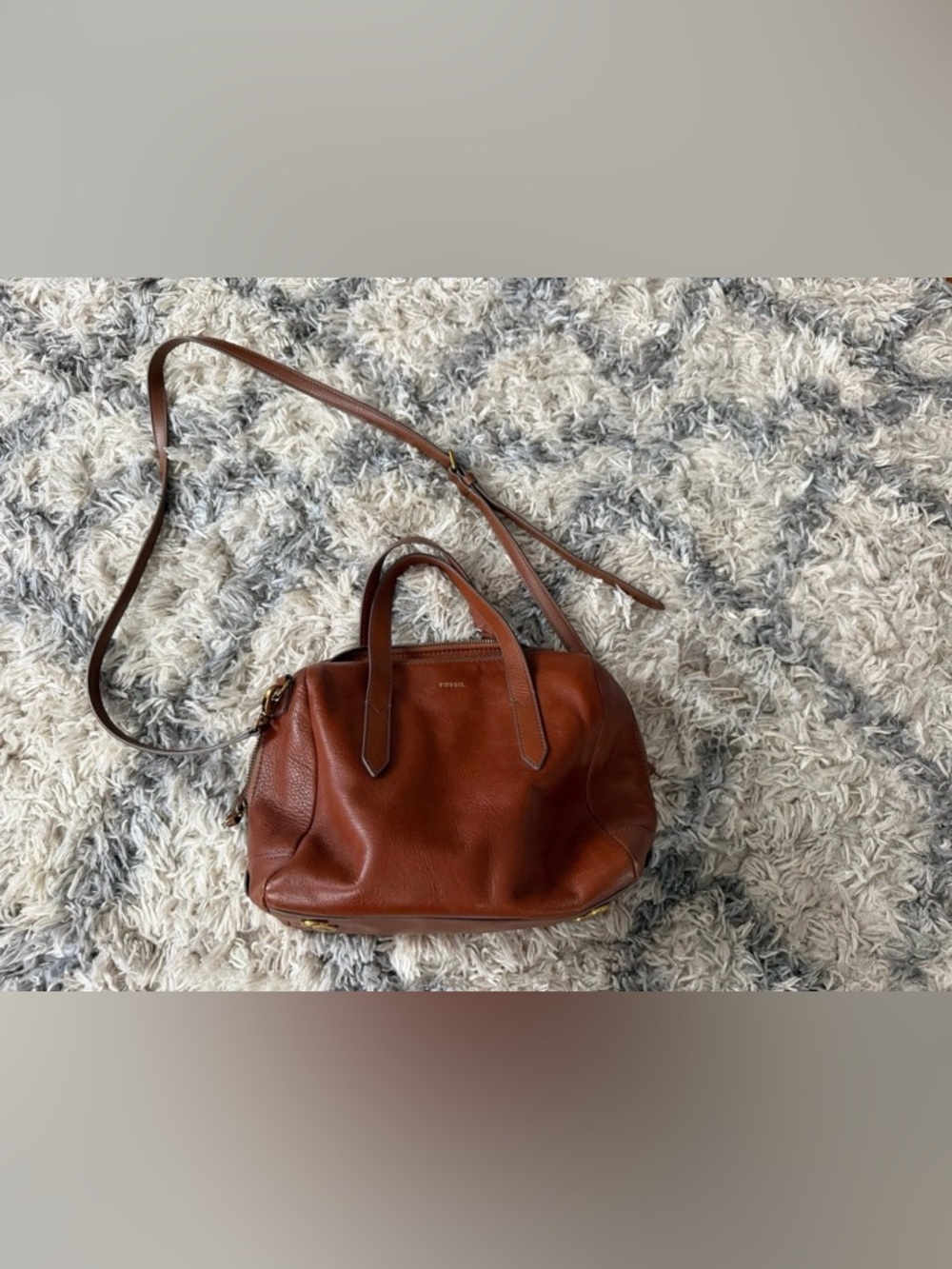Fossil Brown crossbody purse with red wallet